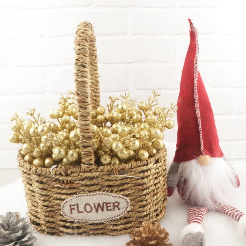 Meching 24 Pack Glitter Gold Berry Stems,7.5 Inch Christmas Sparking Gold Faux Winter Berry Sprigs,Artificial Berries Branches for Christmas Tree Garland Wreath Crafts Season Winter Home Decor - Image 3